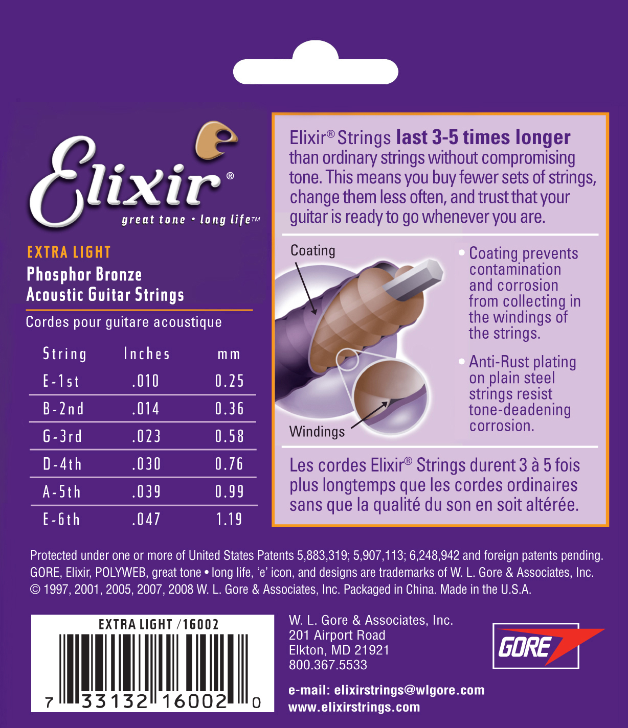 Струны для акустической гитары Elixir 16002 10-47