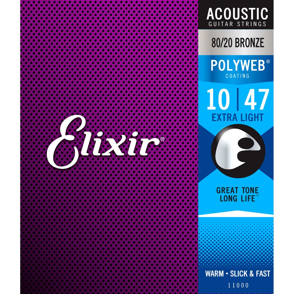 Струны для акустической гитары Elixir 11000 80/20 Bronze Original POLYWEB® Coating 10/47.