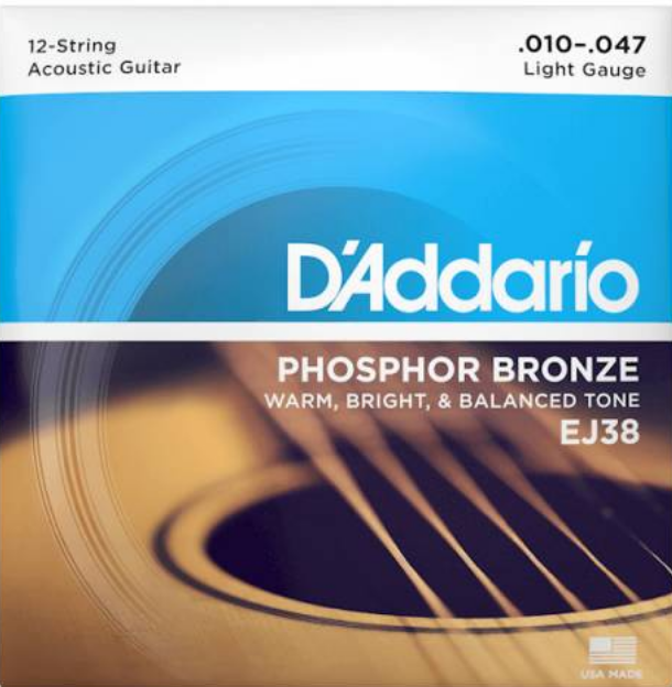 Струны D'addario для 12-ти струнной акустической гитары EJ38 10-47