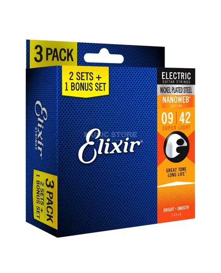 Струны для электрогитары Elixir 16540 (3Pack) 9-42