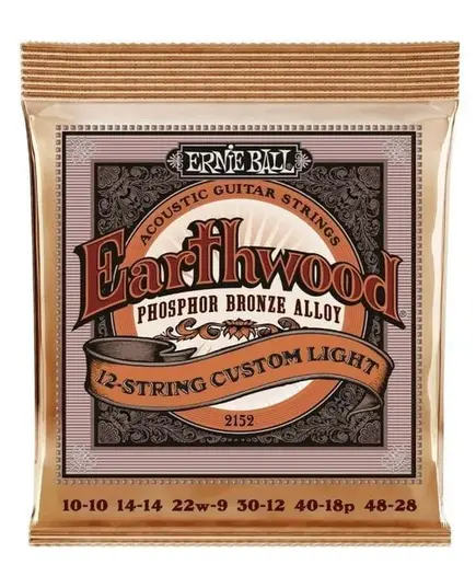 Струны для 12-струнной гитары Ernie Ball 2152 Phosphor Bronze Custom Light 10-48