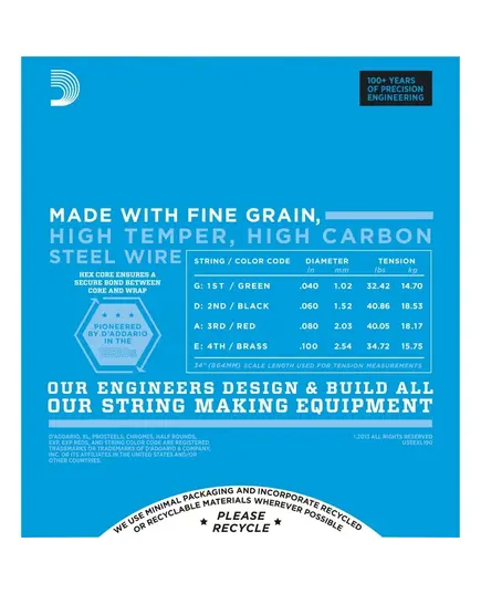 Струны для бас-гитары D`Addario EXL190 40-100